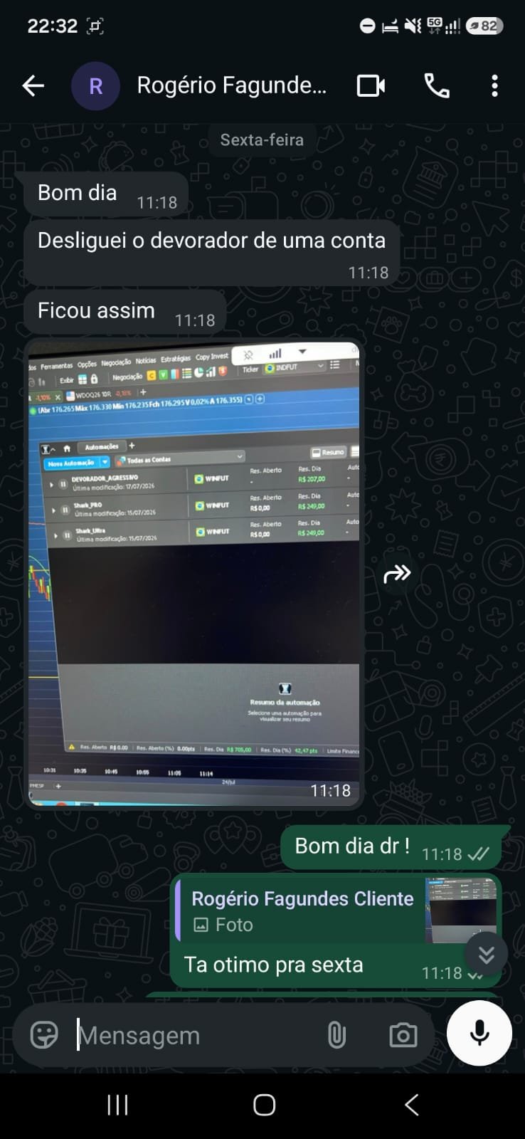 Cliente mostrando resultado positivo em automação